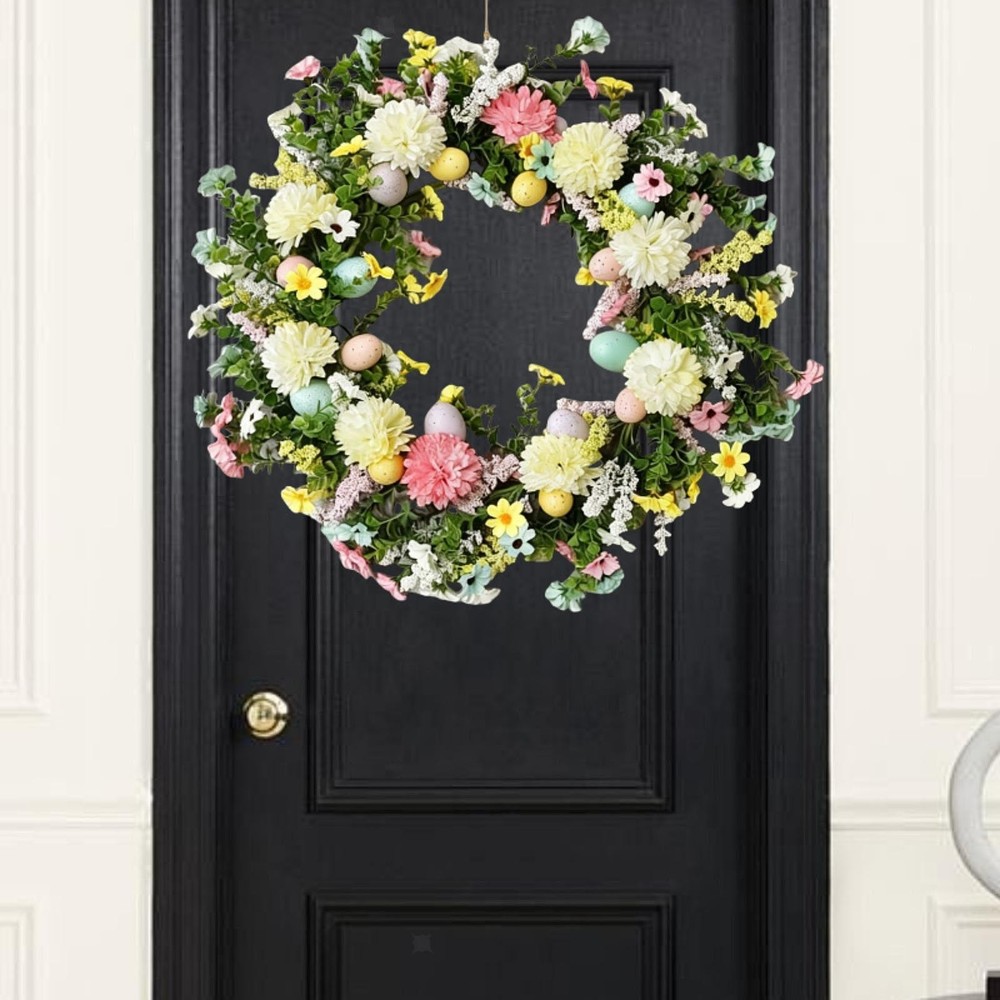 Easter Eggs Wreath Spring Flower Wreath Versatile Decorative Lovely Easter