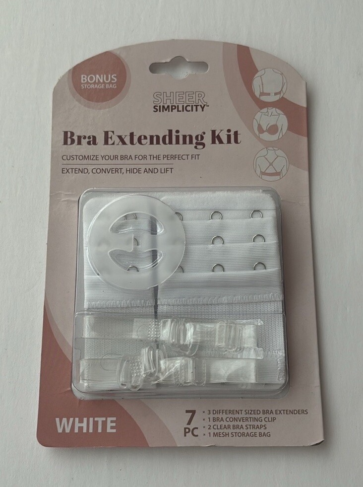 Sheer Simplicity White Bra Extending Kit with bonus mesh storage bag