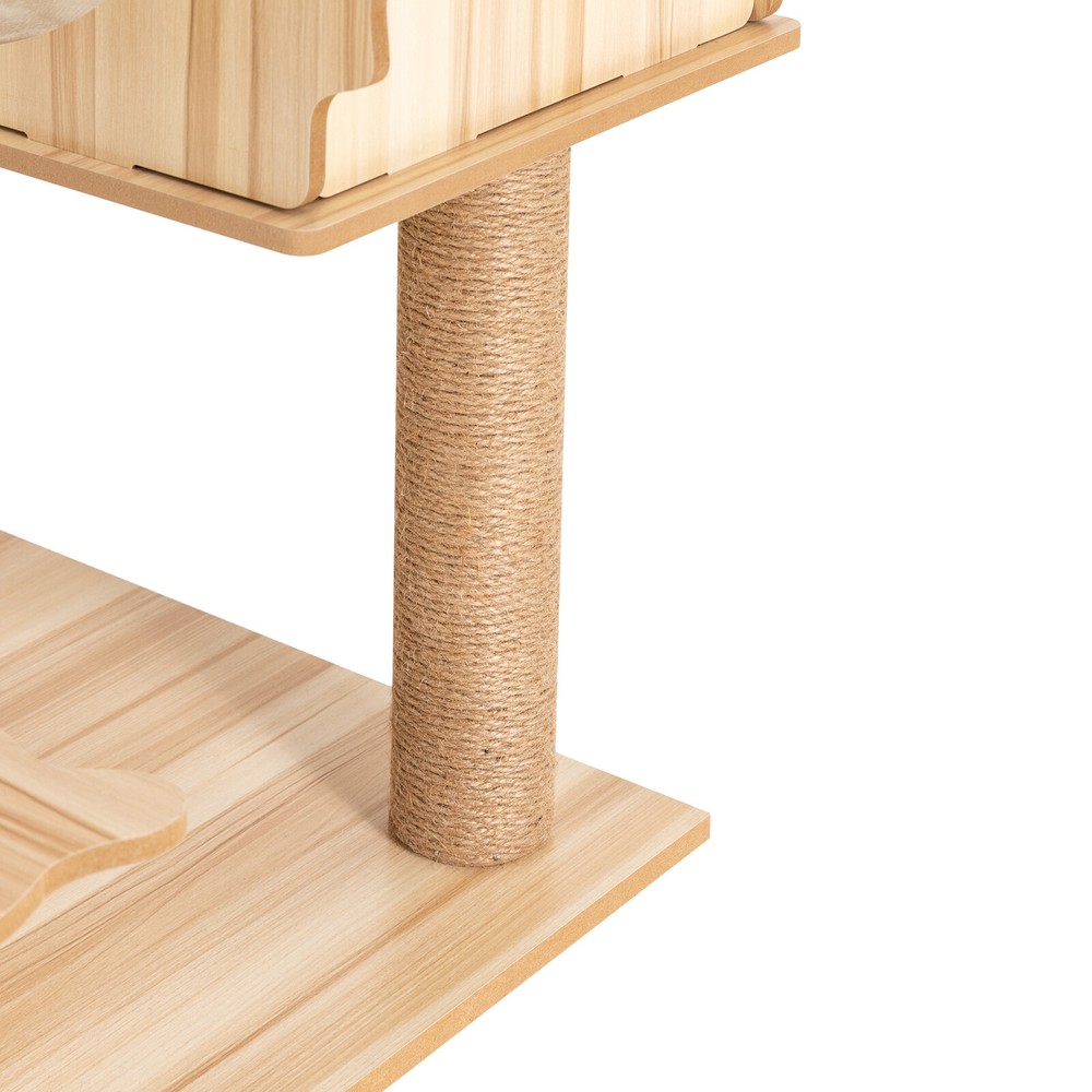 Cat Tree Tower Tall Scratching Post Activity Centre with Den Beige Large 137cm