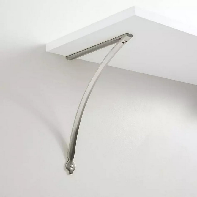 4" Keeton Solid Brass Shelf Bracket - Brushed Nickel
