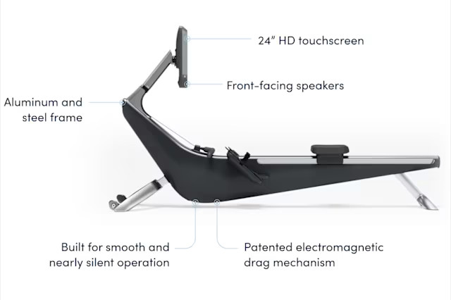 Hydrow Pro Rowing Machine with Immersive 22" HD Rotating Screen - Stows Upright