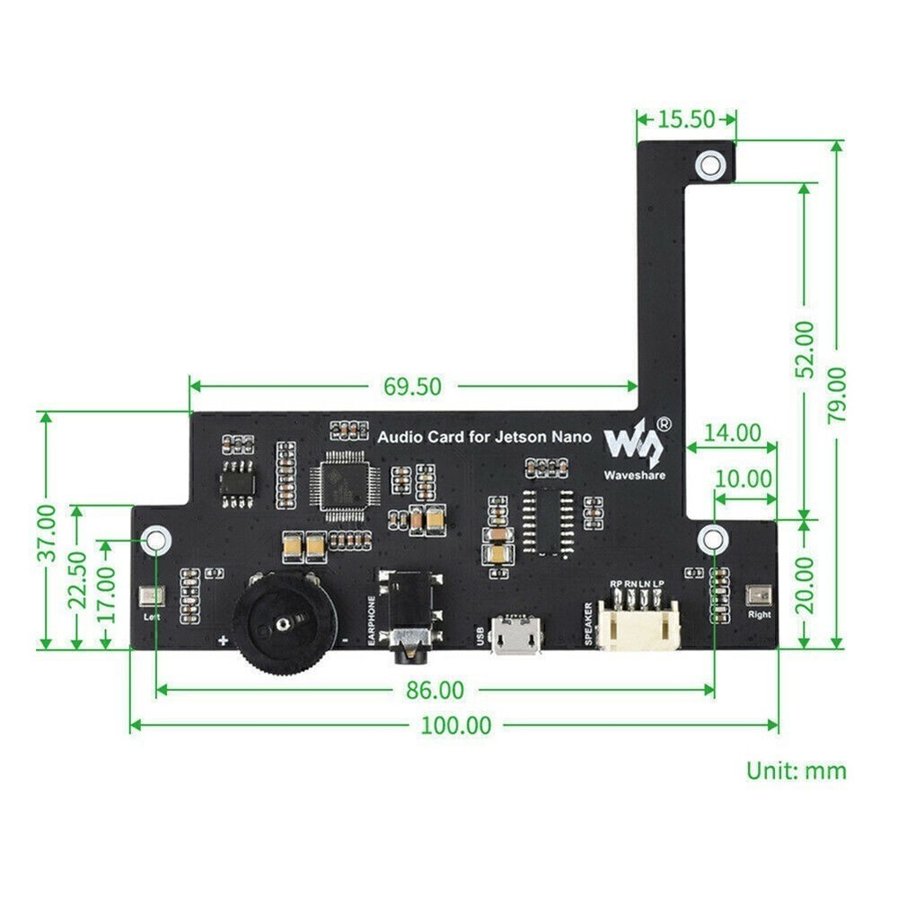 Waveshare Audio Codec Module for Jetson Nano USB Audio Codec Driver-Free Sou KI