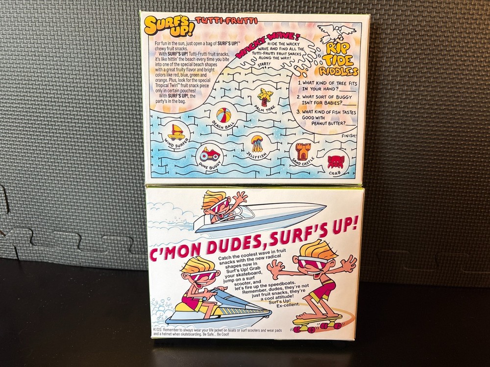 Surfs Up fruit snacks - 2 empty custom design display boxes