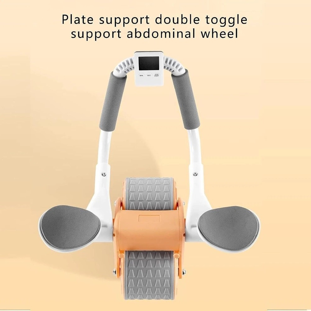 2024 New Ab Roller Wheel with Knee Mat & Timer, Automatic Rebound Blue Grey