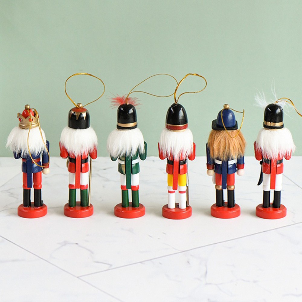 6pcs Indoor Christmas Nutcracker Figures Xmas Tree Ornaments
