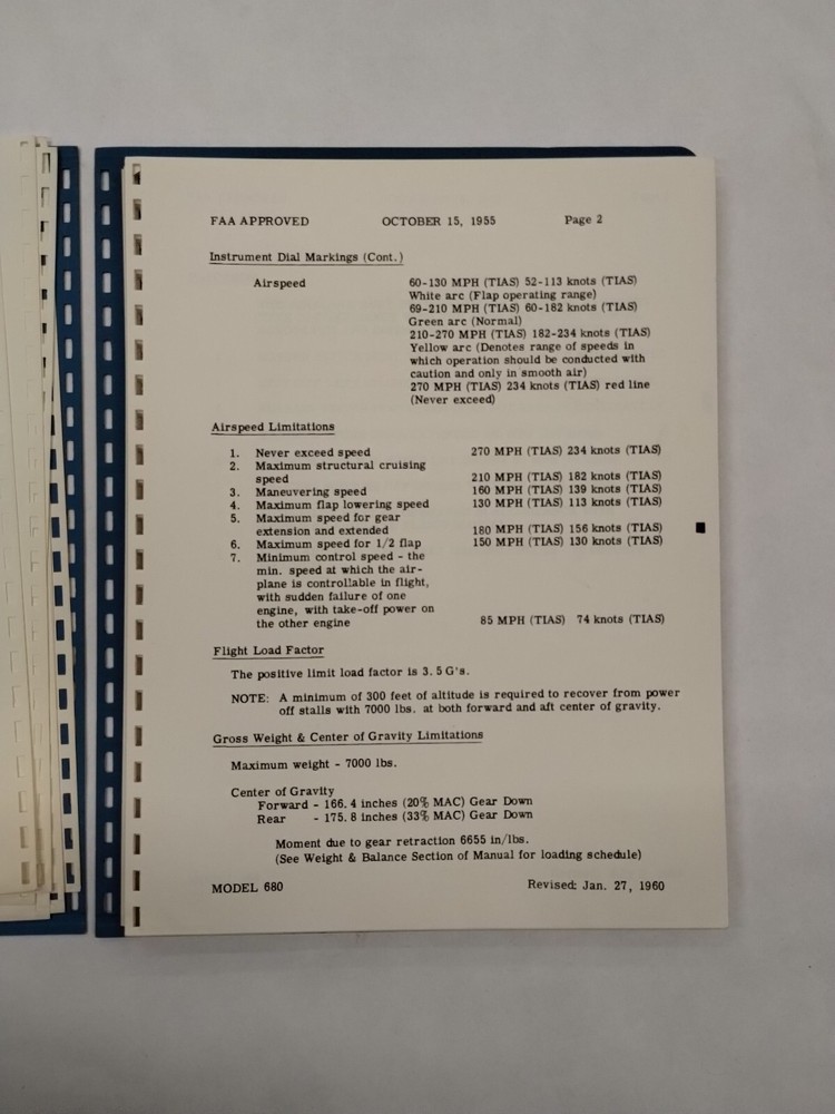 Aero Commander Model 680 Flight Manual-Original