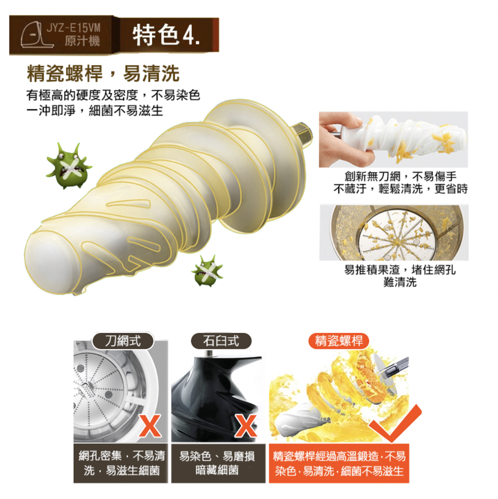 JOYOUNG vegetable and fruit juice slow grinding machine 九陽蔬果慢磨原汁機JYZ-E15VM
