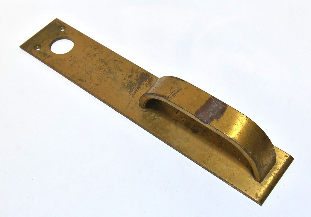 VINTAGE LARGE INDUSTRIAL BRASS DOOR PULL HANDLE