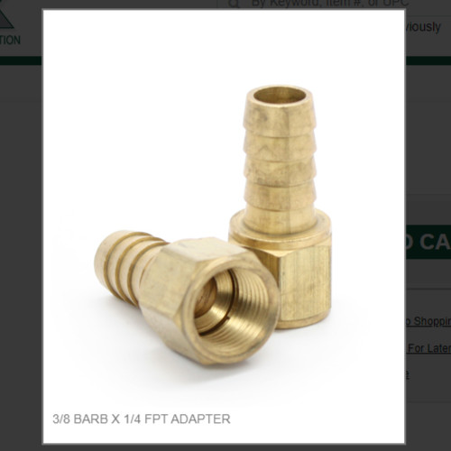 3/8 BARB X 1/4 FPT ADAPTER # 32058