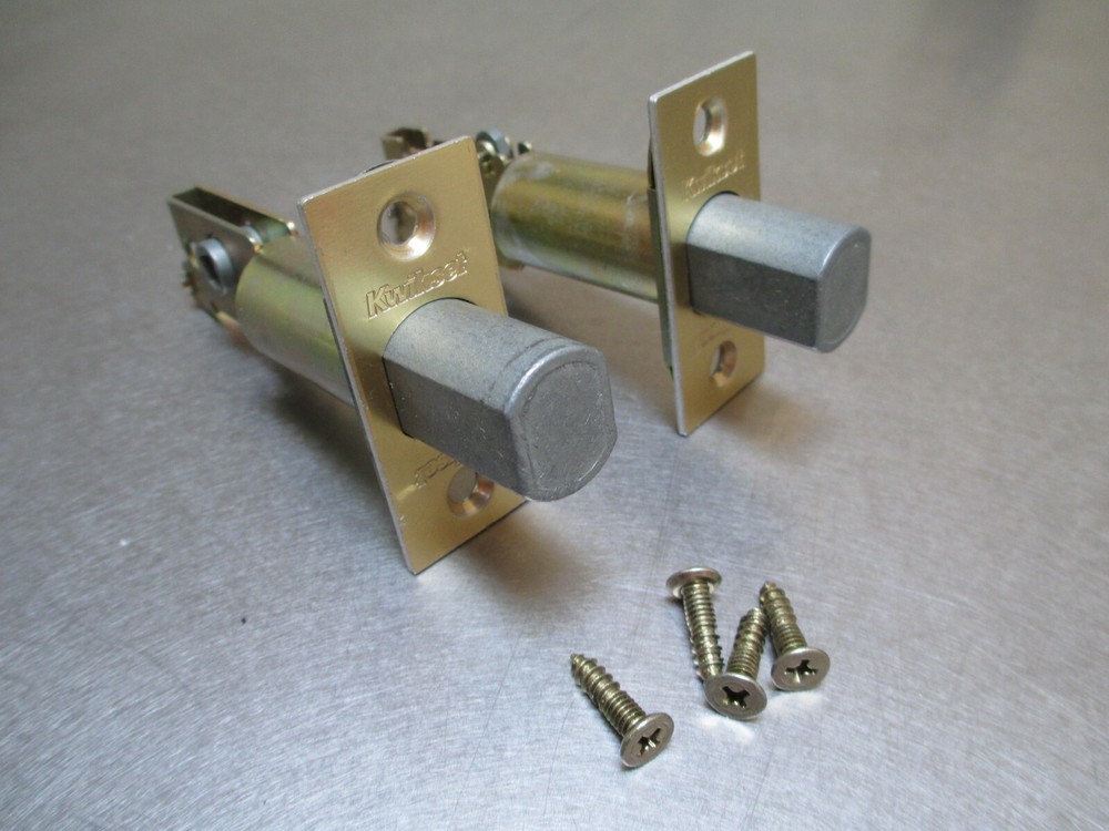 Kwikset 2 3/8" Bright Brass Dead Bolt Backset Latch ( 1" Throw ) with screws 2pk