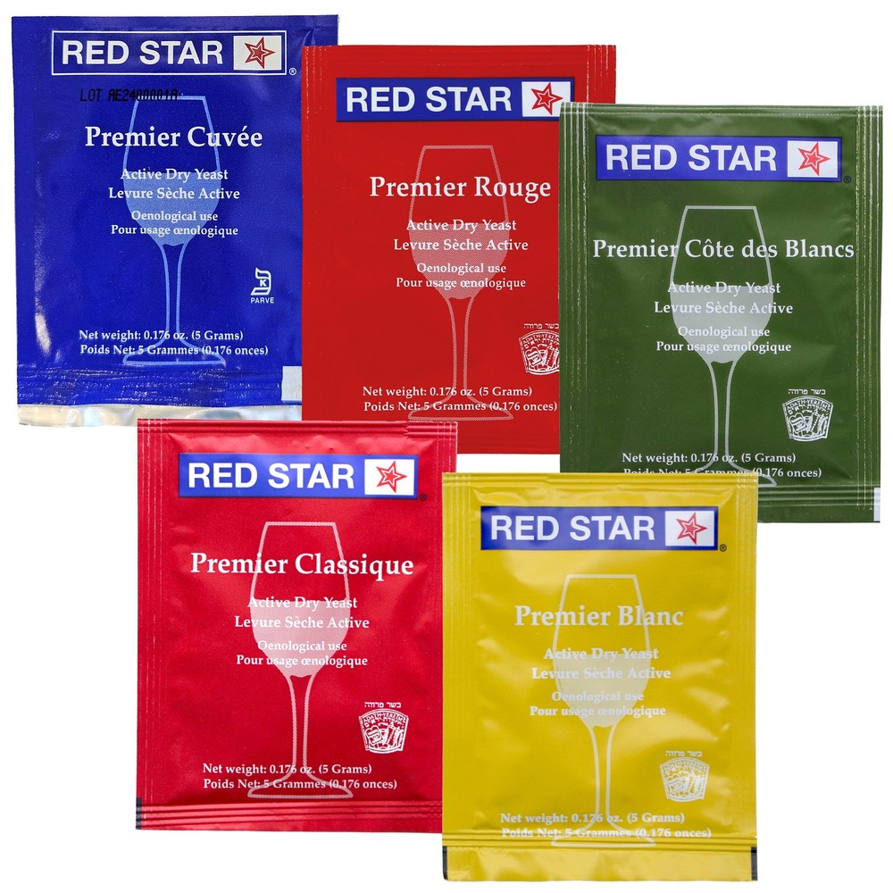 Home Brew Ohio Red Star Sampler Wine Yeast (Pack of 5) Great for Making Wine