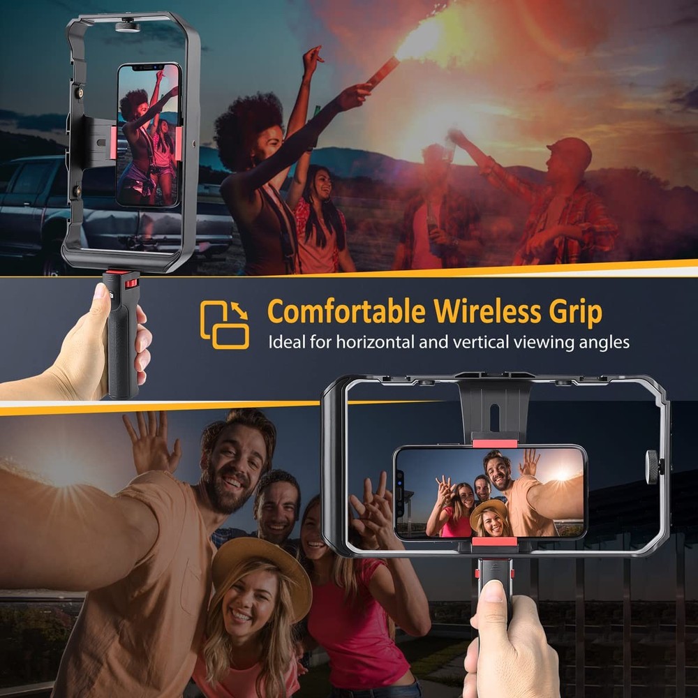 Smartphone Stabilizer Grip with Wireless Remote Shutter | Video Rig Tripod Mount