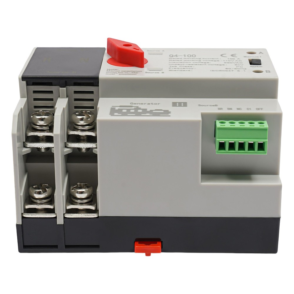 Automatic Transfer Switch 2P 100A Generator Changeover Switch Dual-Power NEW!