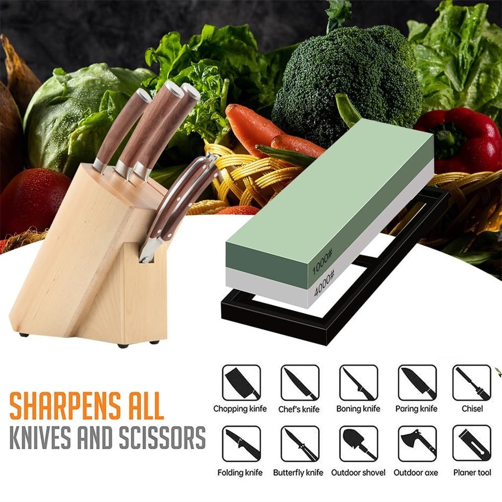 Whetstone Sharpening Stone 1000/4000 Grit Professional Kitchen Knife Sharpene...