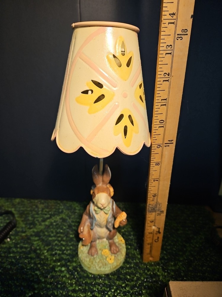 14" Easter Bunny Tea Light Lamp, Vintage Spring Time Easter Eggs