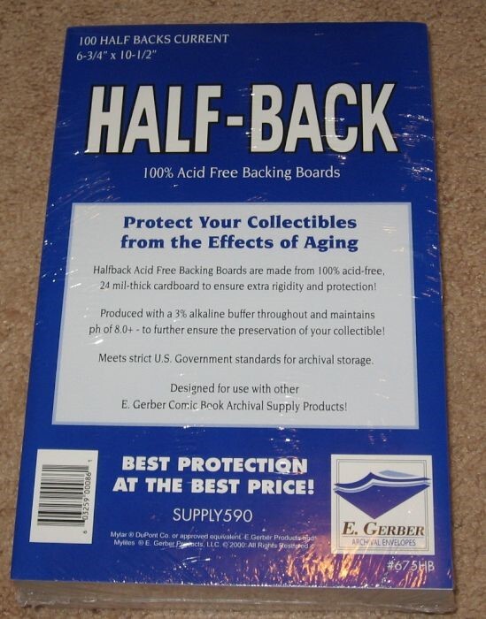 Pack of 100 E Gerber Half Back Premium Archival Current Comic Book Boards