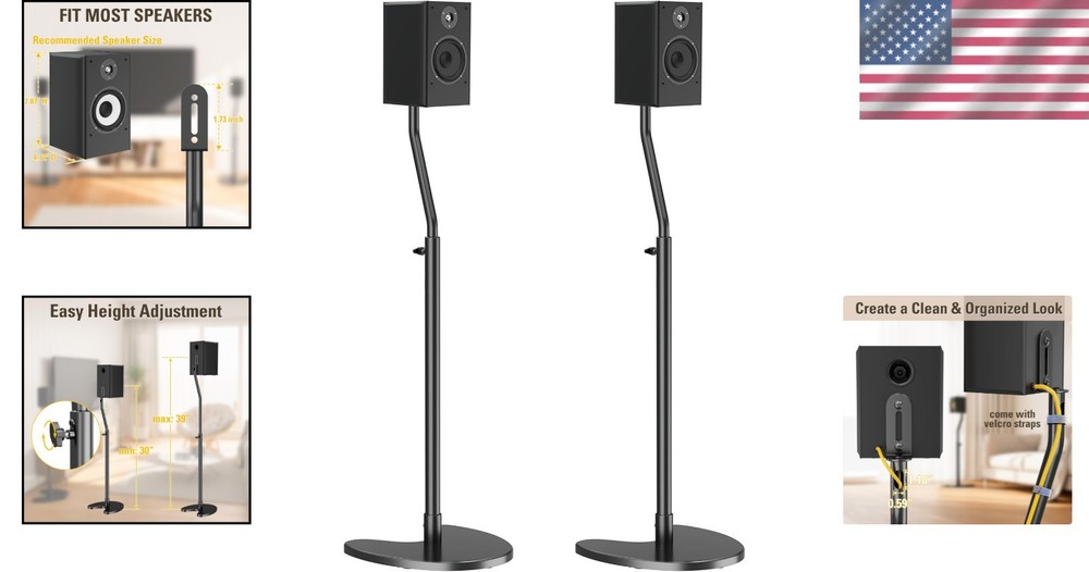 Adjustable Speaker Stands, Heavy Duty Base, 11 Lbs Capacity