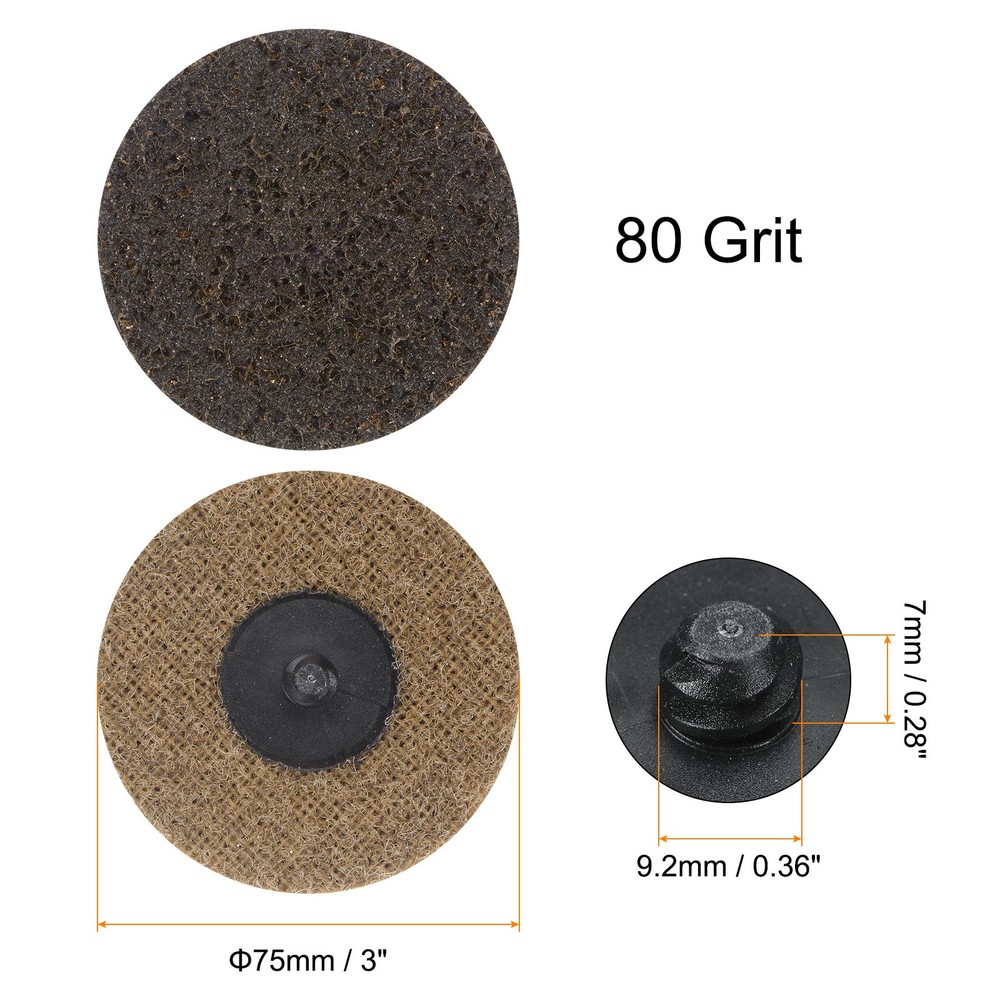 25pcs 3" 80 Grit Quick Change R-Type Sanding Discs Nylon