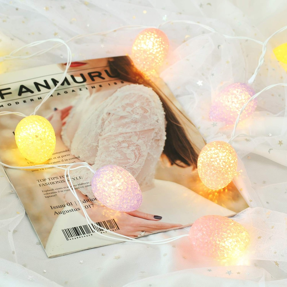 Egg String Lights, 13.12ft 20 LED Easter Egg Lights, Battery Operated C