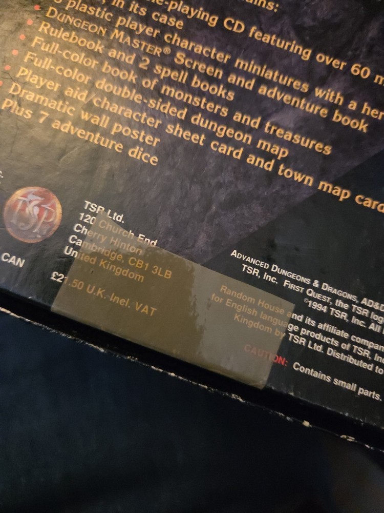 Dungeons & Dragons 2nd Edition Audio CD Game First Quest Advanced