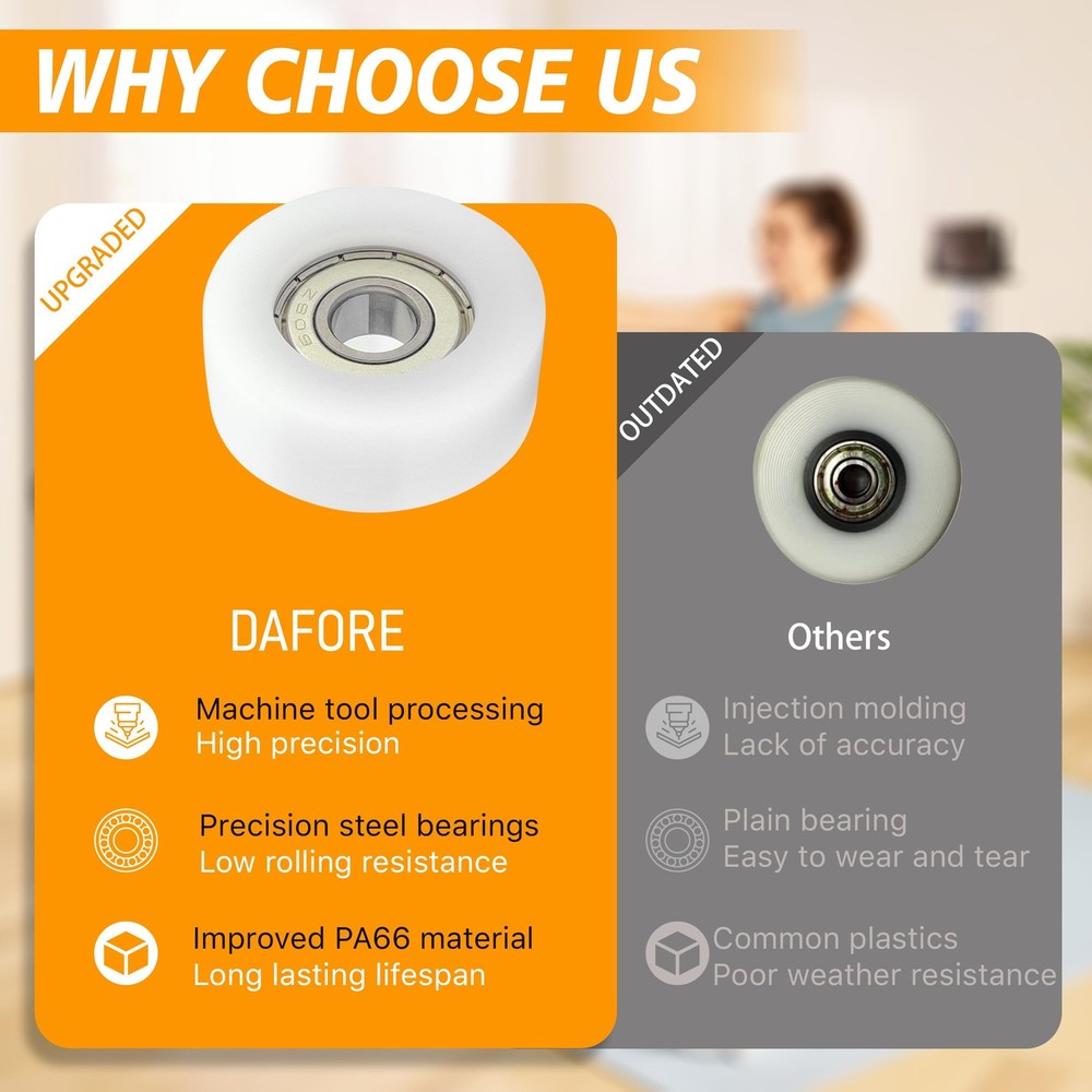 Upgraded Machined Wheels/Rollers Compatible with Rowing Machine,Pilates Refor...