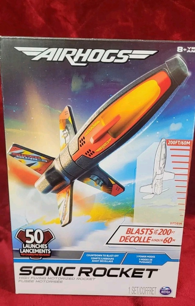 Air Hogs Sonic Rocket 200' High Flying Motorized 3 Power Modes Spin Master NEW