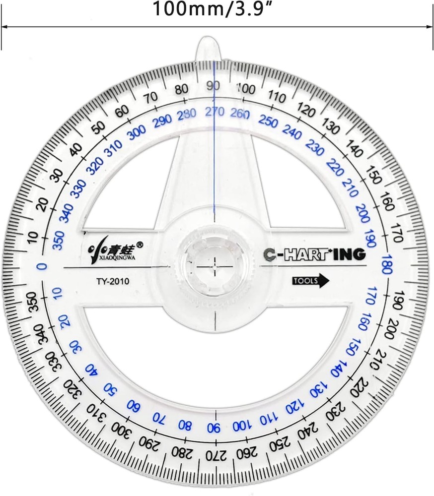 30 Pack 360 Degree Circle Protractor Clear Plastic Ruler for Math Geometry Set