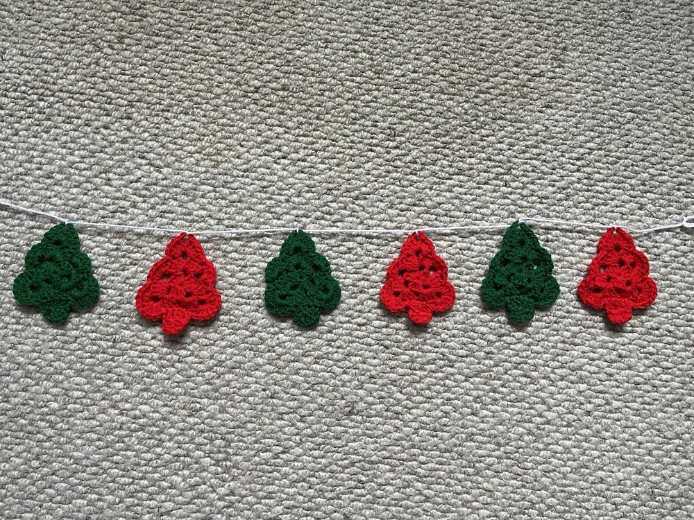 Handmade Crochet Christmas Tree Bunting