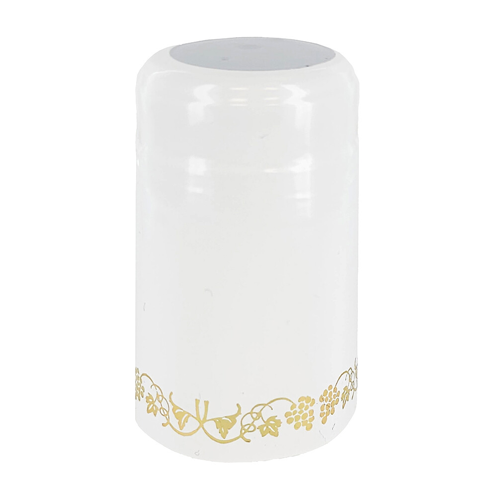 White With Gold Grapes PVC Shrink Capsules-500 Count