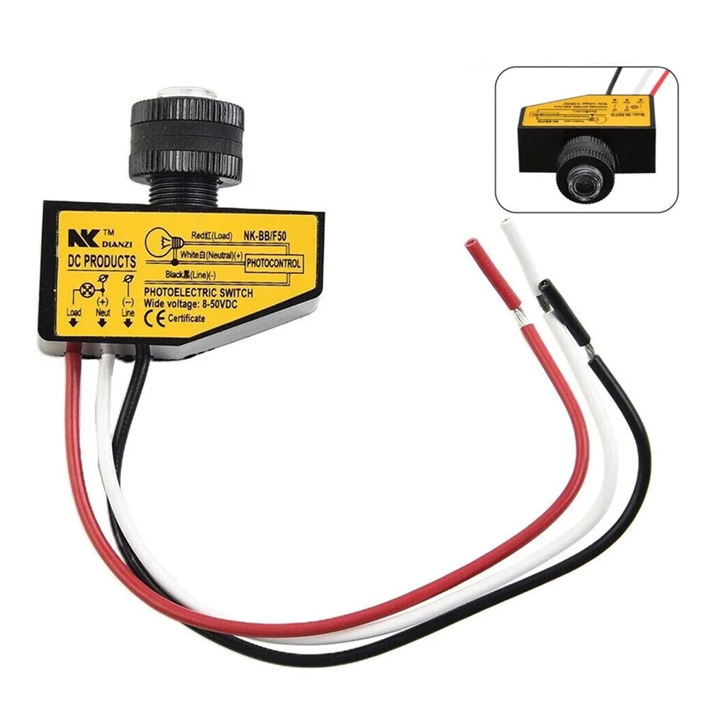 DC8V-50V Photocell Light Sensor Switch For Automatic Switching Lights Control