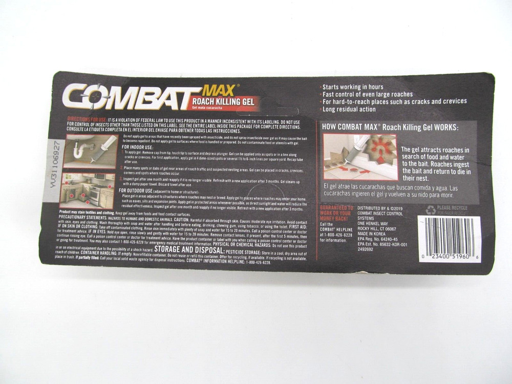Combat 60 g Source Kill Max Roach Kill Gel-2.1 oz (1 Syringe),NEW!