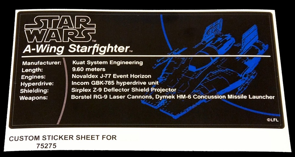 Custom Decal for 75275 Replacement Sticker for 75275