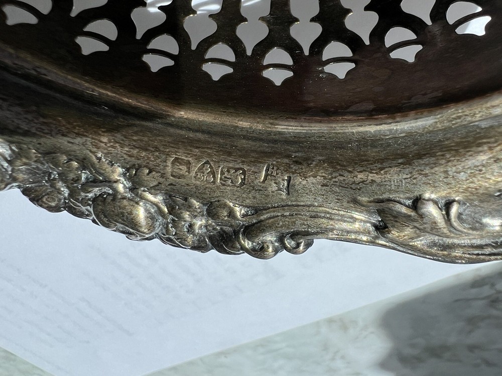 Antique English silver bonbon dish