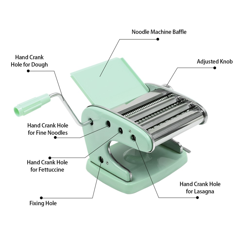 Manual Pasta Maker Machine 6 Adjustable Thickness Settings Lasagna/Dumpling Skin
