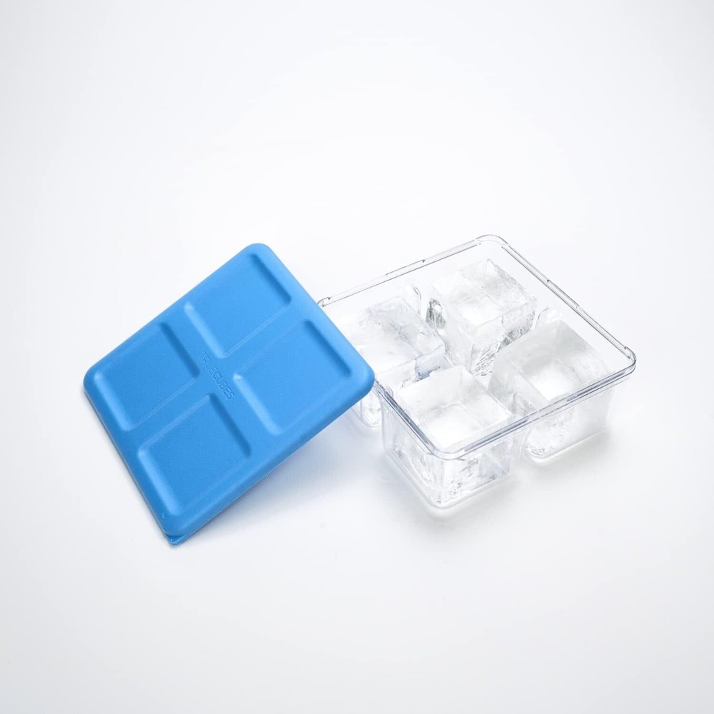 Premium Ice Cube Storage Tray with Lid - Clear Tray, Blue/Clear