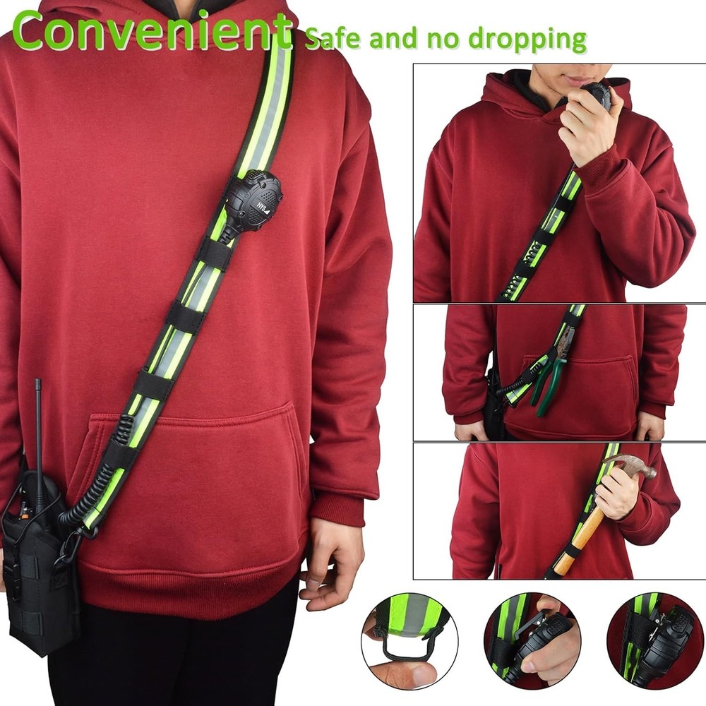 HYS 4.99ft Reflective Adjustable Shoulder Strap with Elastic to Secure Handheld