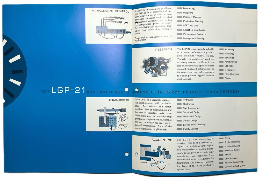 1963 GENERAL PRECISION LGP-21 ELECTRONIC TRANSISTOR COMPUTER BROCHURE BURBANK CA