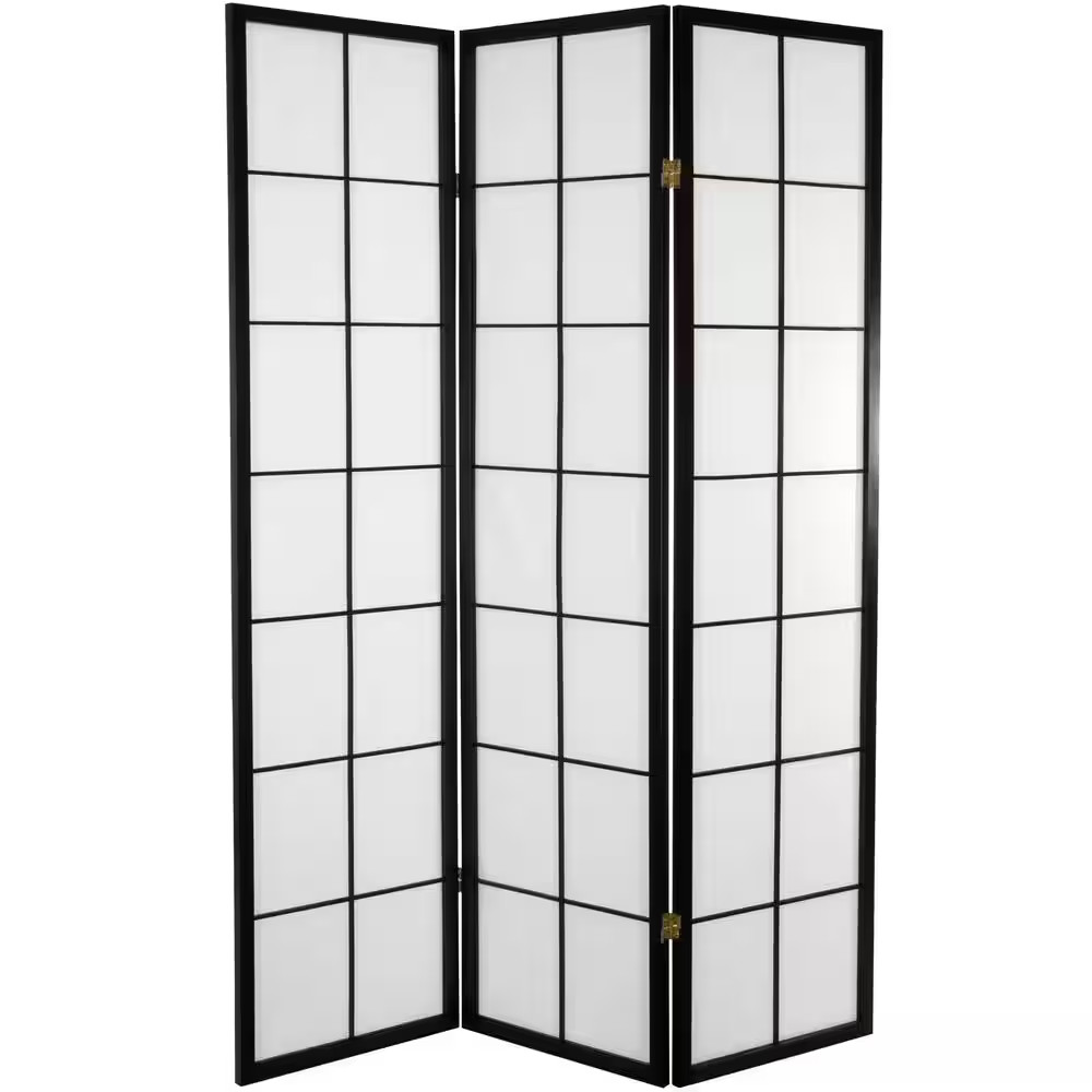 6 Ft. Black 3-Panel Japanese Room Divider