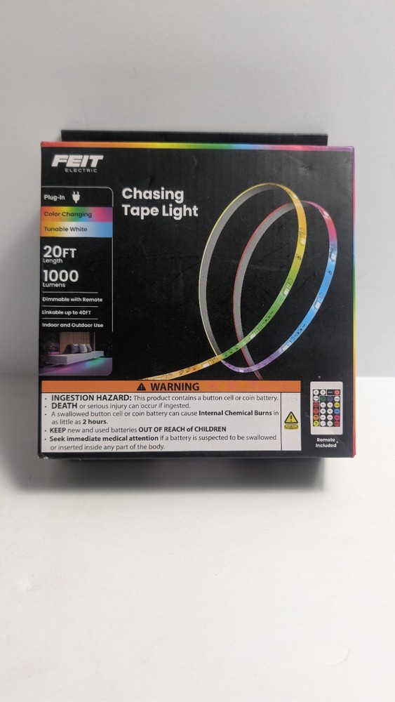 Feit Electric Chasing LED Tape Light 20FT Color Changing Tunable White + Remote