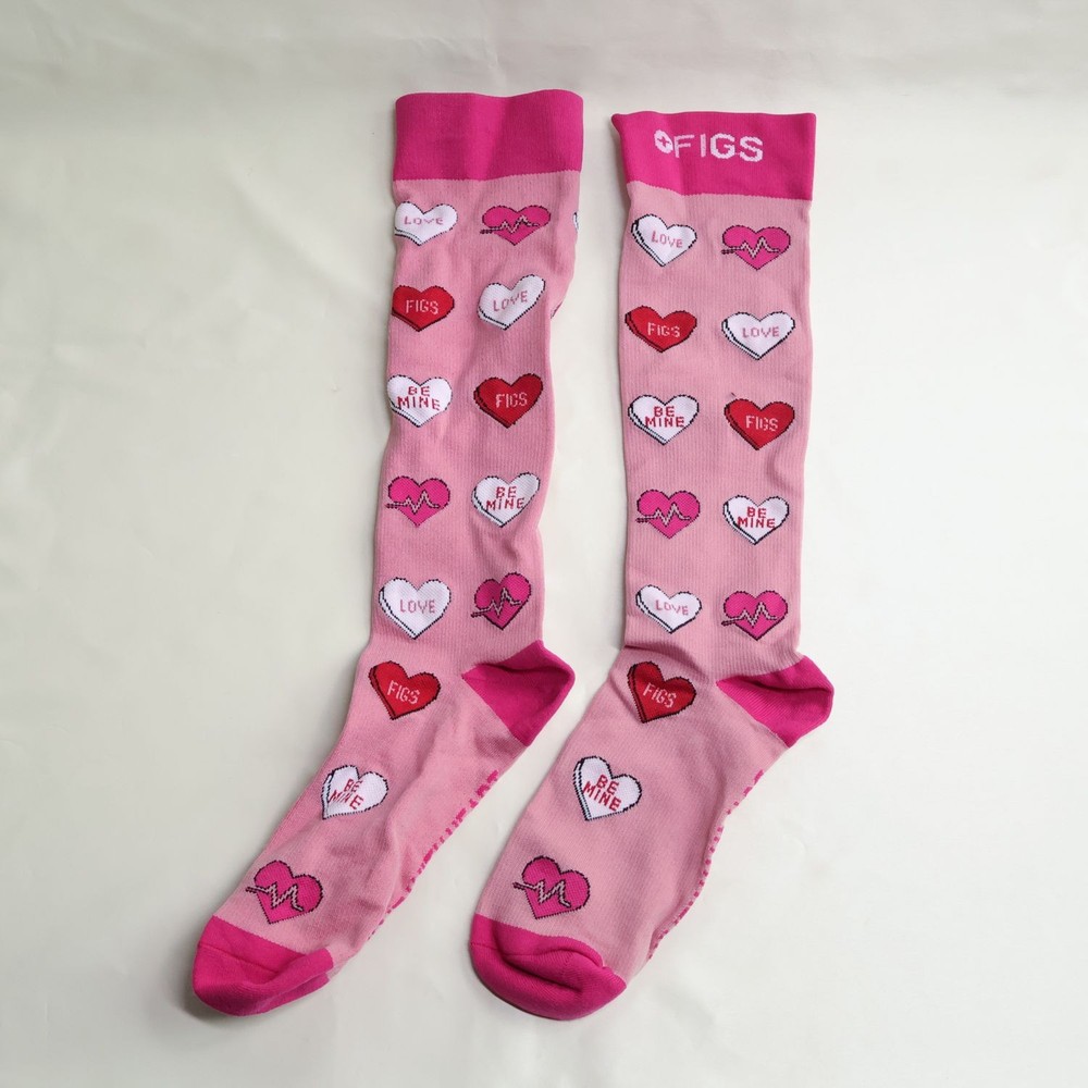 Figs Compression Socks Heart Pattern Size M