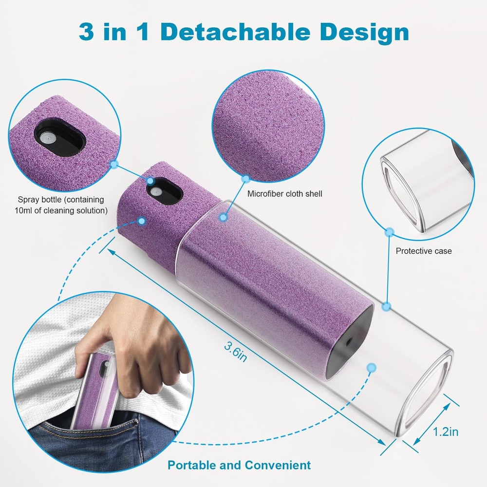 6 Pack Screen Cleaner 3-in-1 Touchscreen Mist Cleaner Spray and Microfiber Cl...