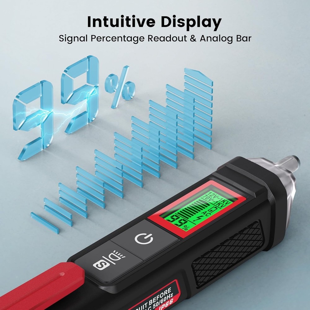 Compact Non-Contact Voltage Tester - Dual Range AC 12V-1000V with LCD Display