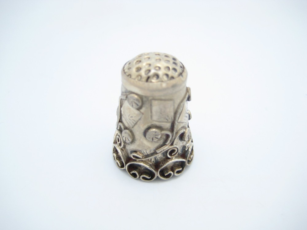 Antique Sterling Silver Sewing Swirl Design Thimble