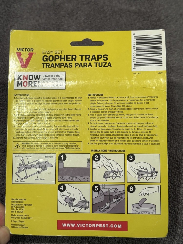 Victor 0611 Easy Set Gopher Trap 2 Pack New