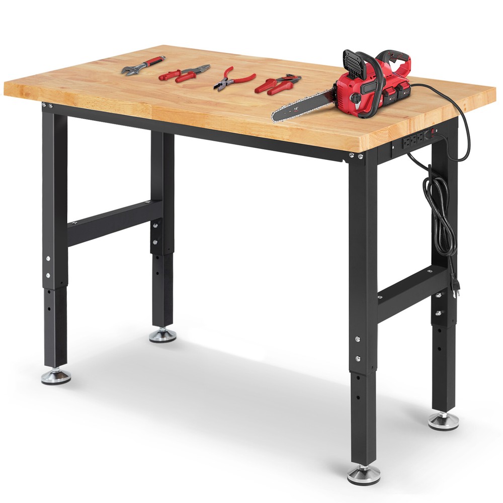 48 '' Adjustable Workbench with Power Outlet Heavy Duty 2000LBS Workstation US