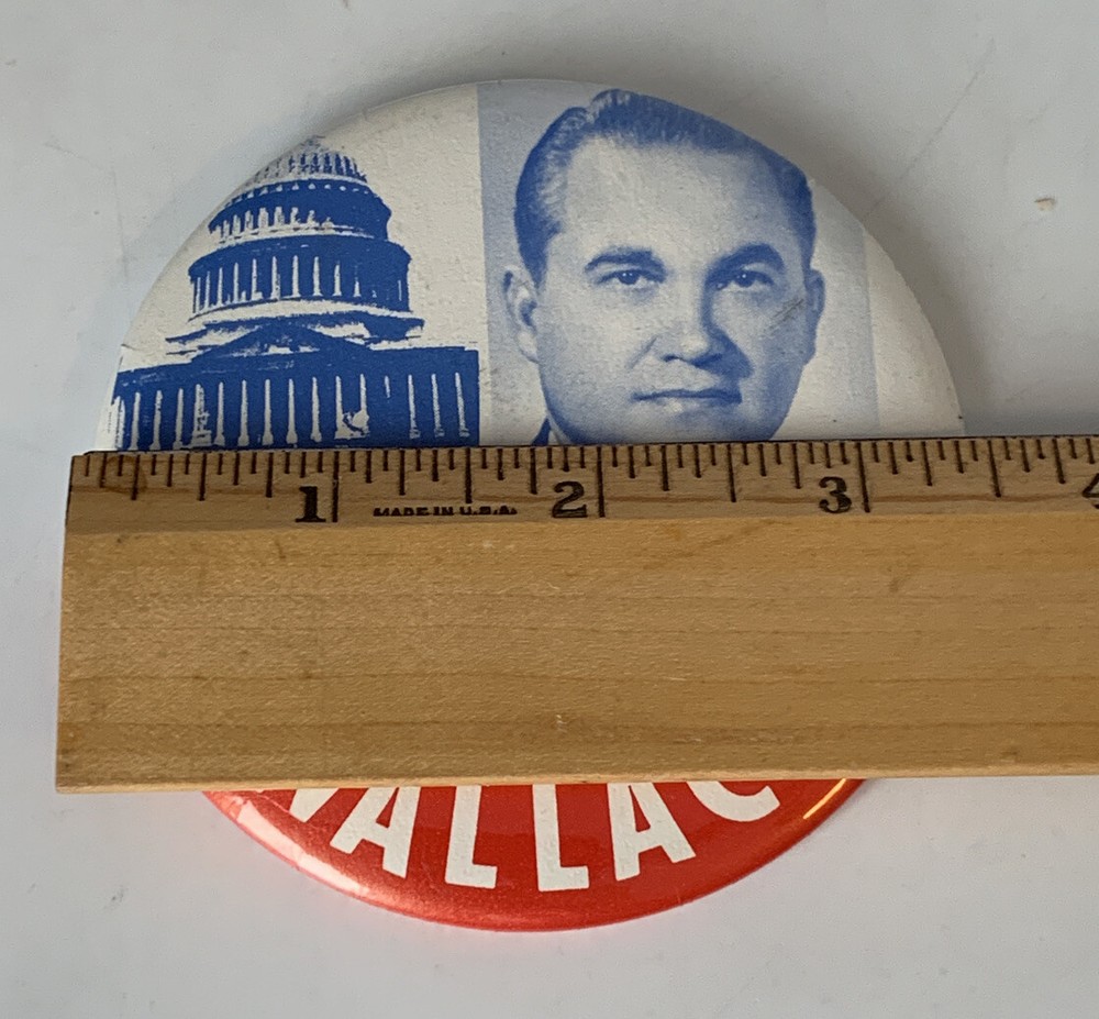 Win With Wallace Pinback 3-1/2” Vintage Button Washington DC 20-1776