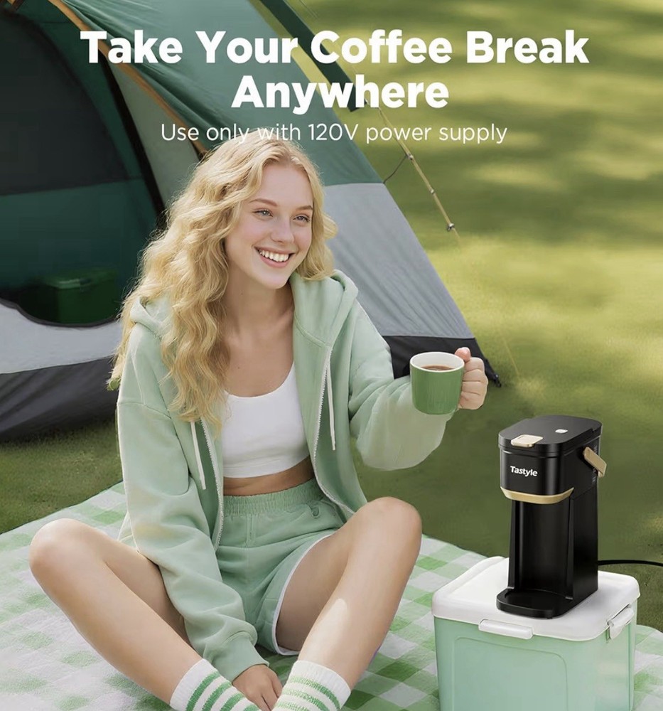 Mini Single Serve Coffee Maker, for K Cups/Grounds, with Portable Handle