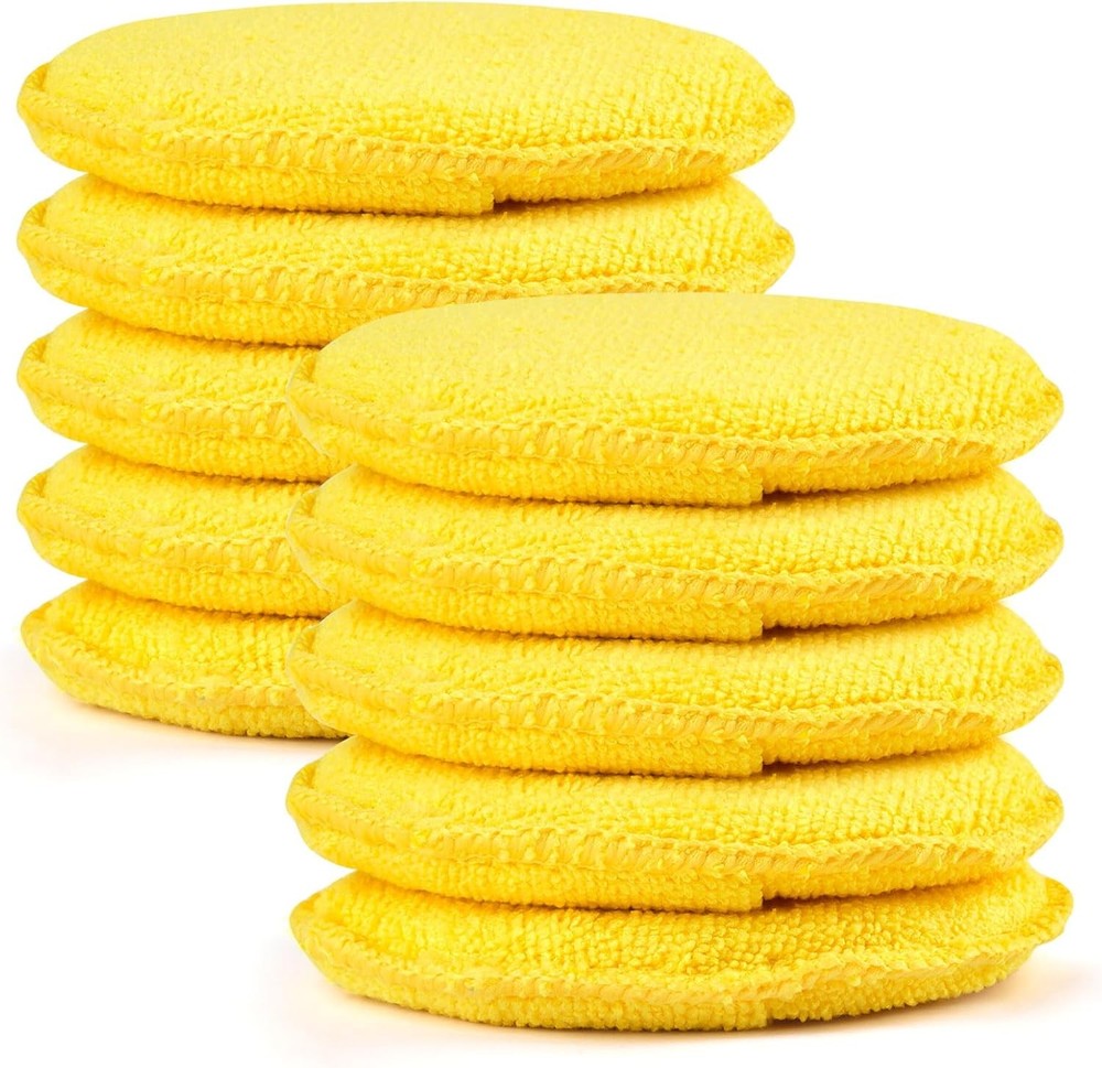 10 Pack Wax Applicator Pads, Microfiber Pad with Finger Yellow