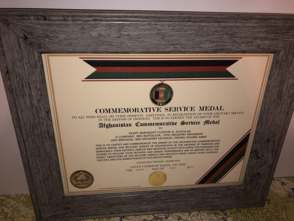 AFGHANISTAN COMMEMORATIVE SERVICE MEDAL CERTIFICATE ~ Type 1