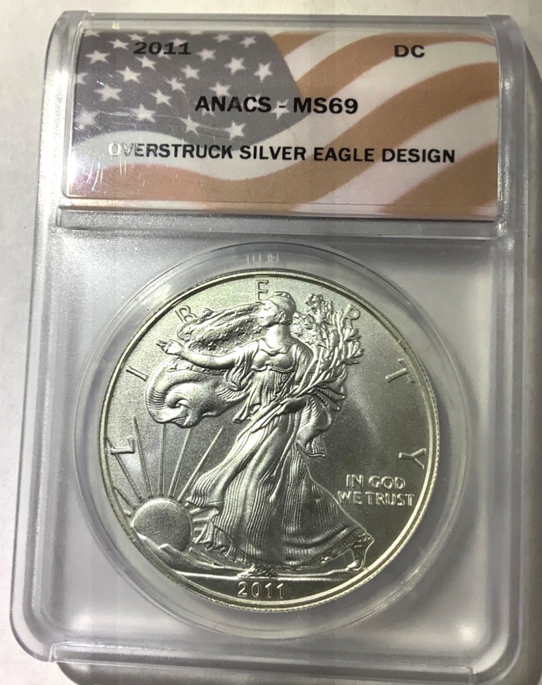 2011 Silver Eagle Restrike- Dan Carr- ANACS MS69-Cool token!